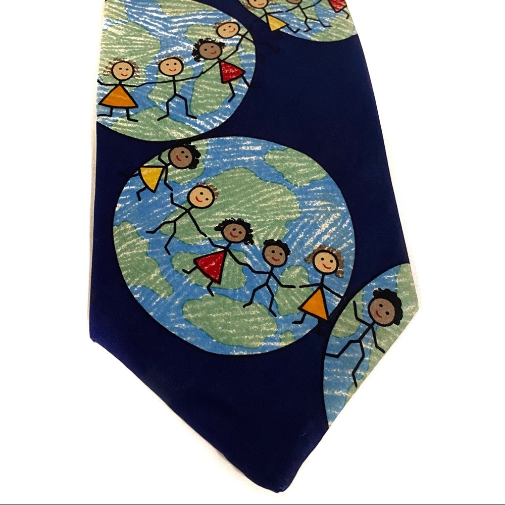 Save the Children Men’s Tie Silk World Globe Hand
